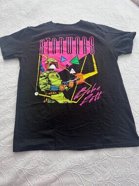 Vintage Star Wars Boba Fett T-Shirt, sz Medium, 100 % Cotton, Black and Neon